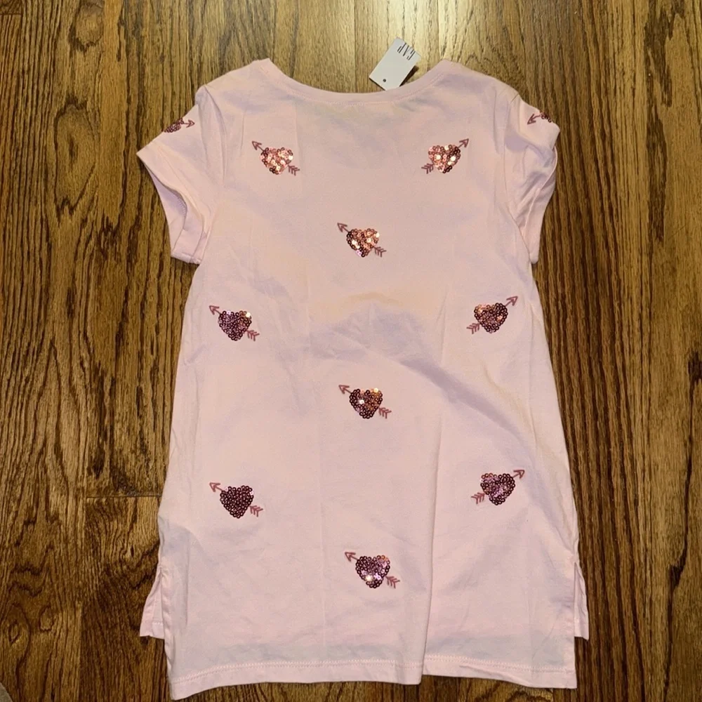 Gap kids girls sequined heart embellished pink T-shirt sizes M (8) & L (10) NWT
